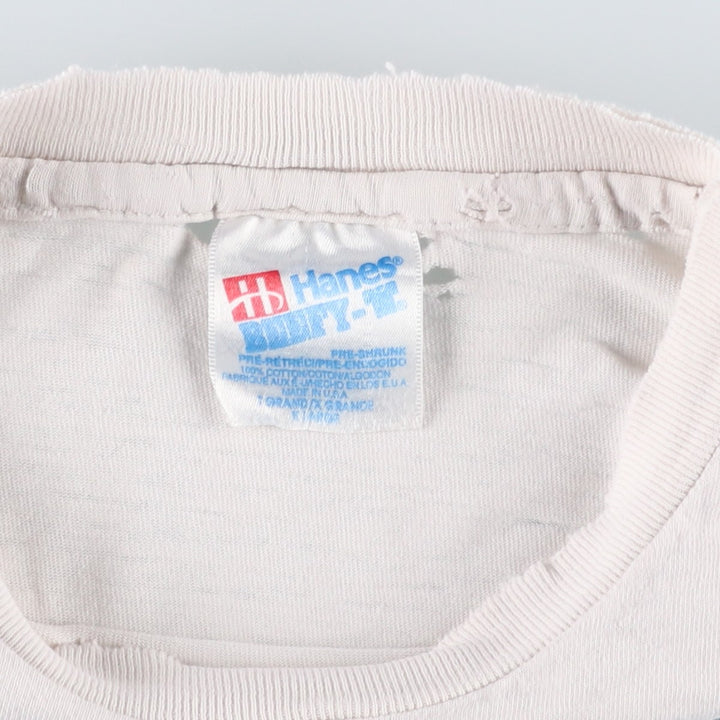 90'S Hanes BEEFY-T Printed T-shirt Made in USA Men's XL Vintage cotton white type Vintage Second Hand