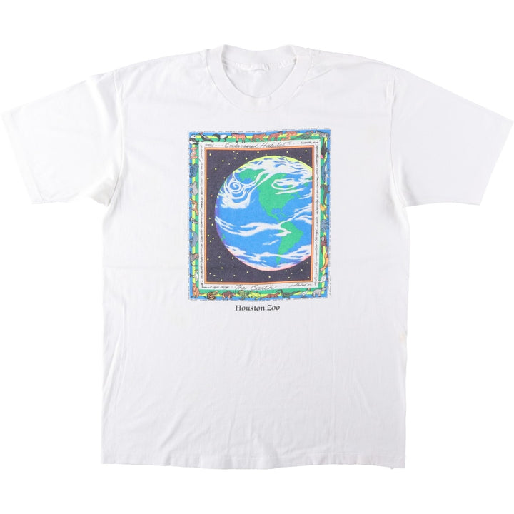 80'S Animal Pattern Print T-Shirt, Men's Size L (Equivalent), Vintage unclear white type Vintage Second Hand