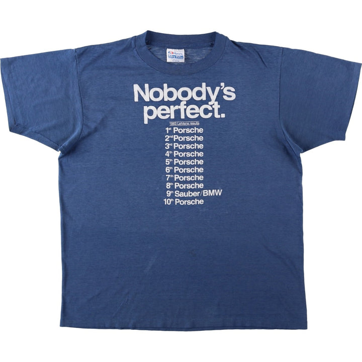 80'S Hanes Fifty-Fifty Blue Tag Parody Print T-Shirt, Made in USA, Men's XL Equivalent, Vintage cotton blue type Vintage Second Hand