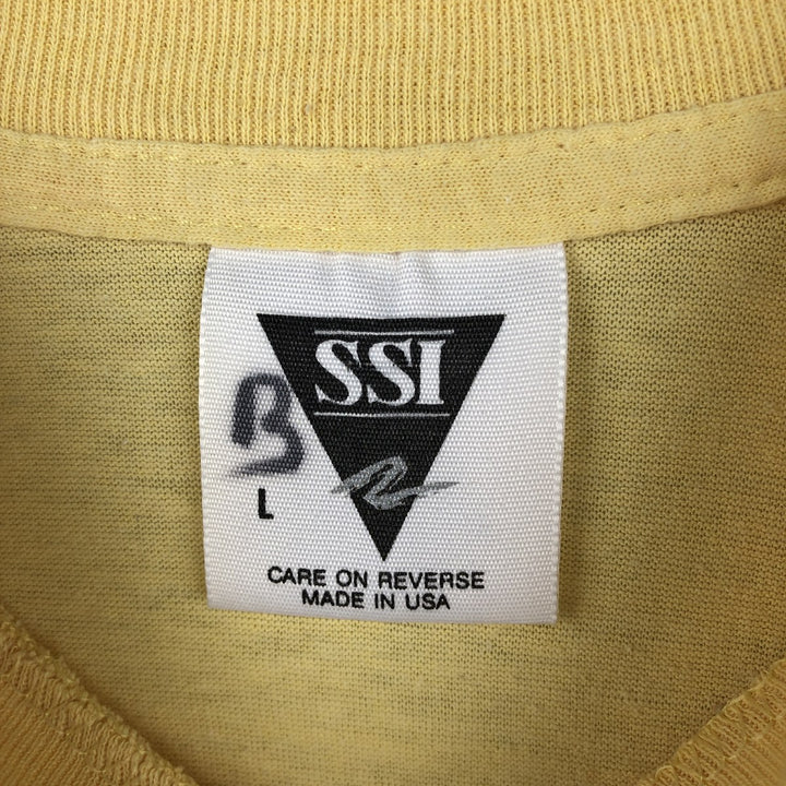 90'S SSI Print T-Shirt, Made in USA, Men's Size L (Equivalent), Vintage cotton yellow type Vintage Second Hand