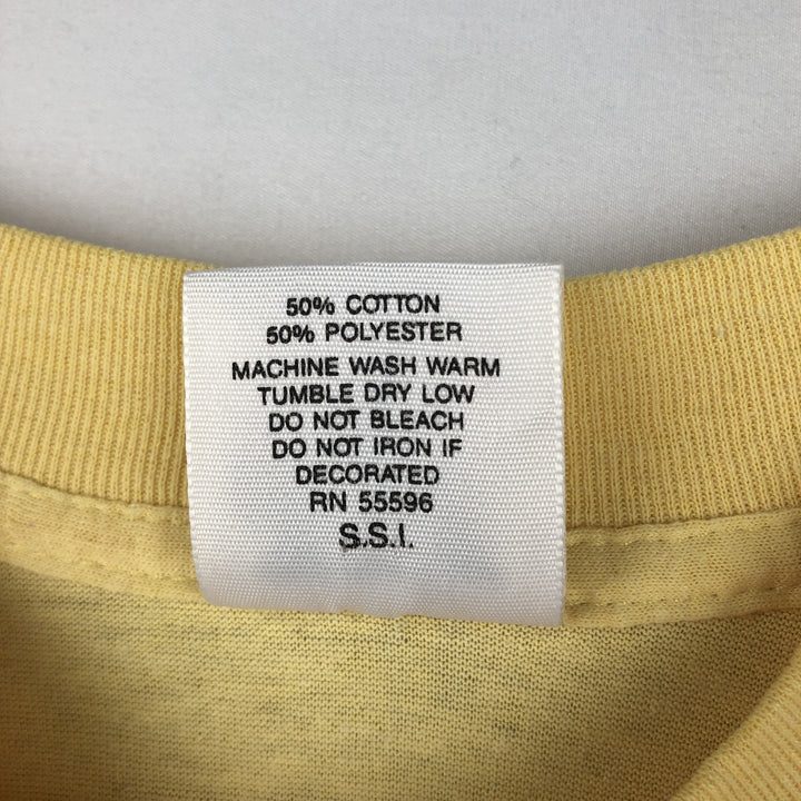 90'S SSI Print T-Shirt, Made in USA, Men's Size L (Equivalent), Vintage cotton yellow type Vintage Second Hand