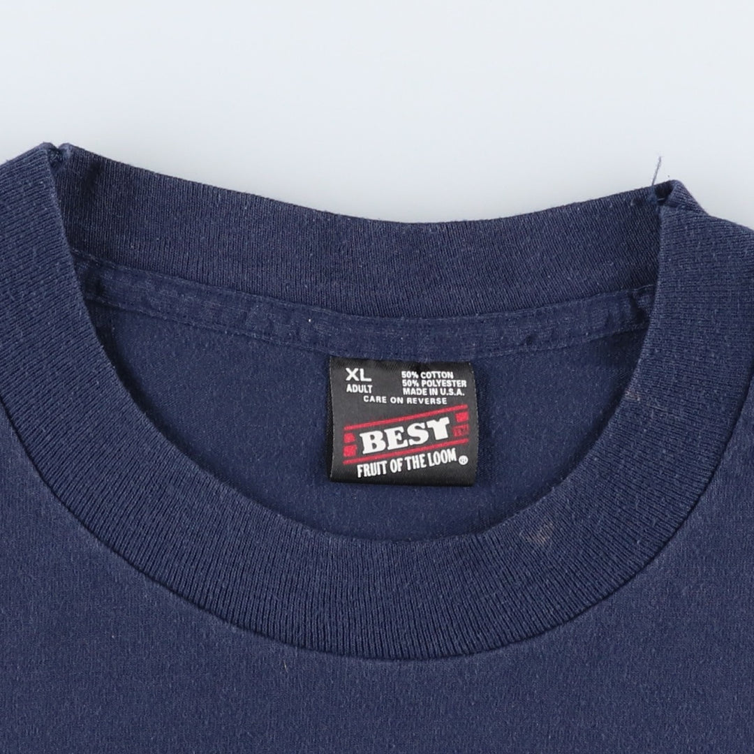 90'S Fruit of the Loom Best Printed T-shirt, Made in USA, Men's XL, Vintage cotton navy blue type Vintage Second Hand