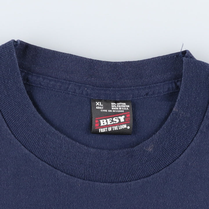 90'S Fruit of the Loom Best Printed T-shirt, Made in USA, Men's XL, Vintage cotton navy blue type Vintage Second Hand