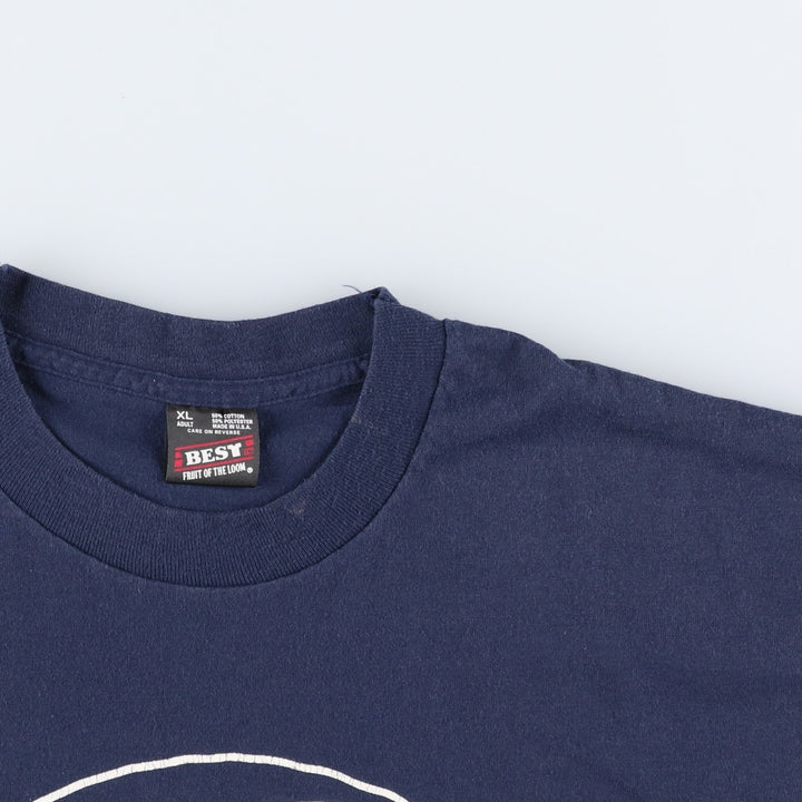 90'S Fruit of the Loom Best Printed T-shirt, Made in USA, Men's XL, Vintage cotton navy blue type Vintage Second Hand
