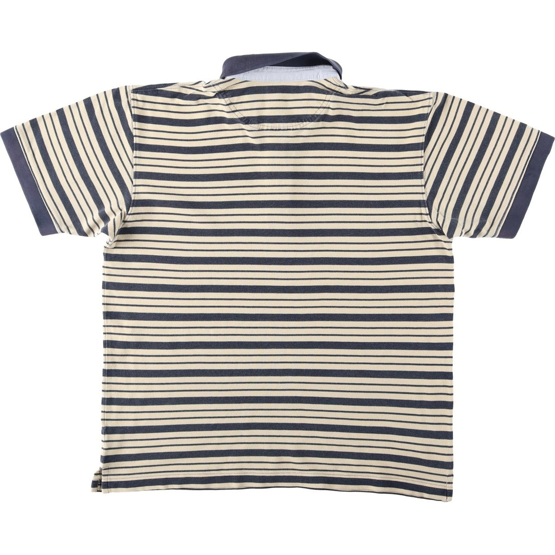 90s-00'S L.L.Bean Multi-Stripe Short-Sleeve Polo Shirt, Men's Size M (Equivalent), Vintage cotton unbleached Vintage Second Hand