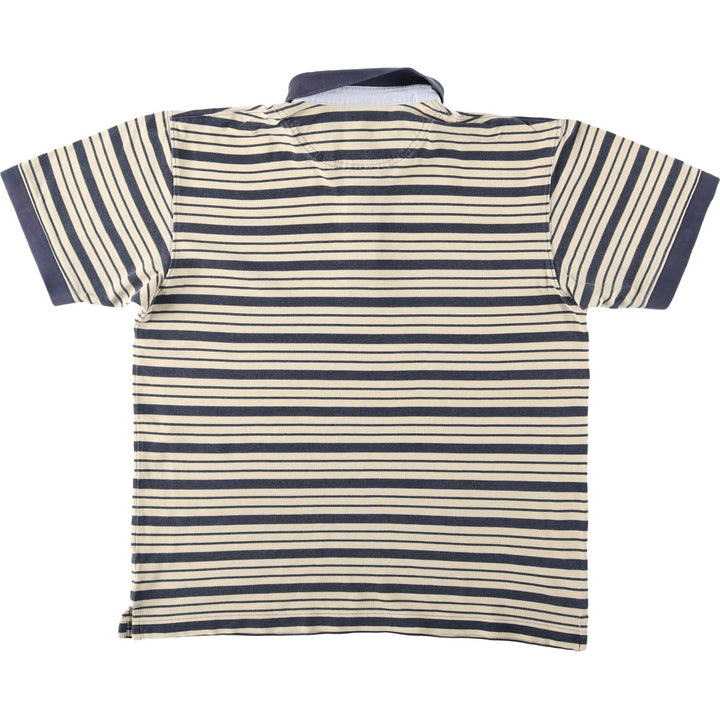 90s-00'S L.L.Bean Multi-Stripe Short-Sleeve Polo Shirt, Men's Size M (Equivalent), Vintage cotton unbleached Vintage Second Hand