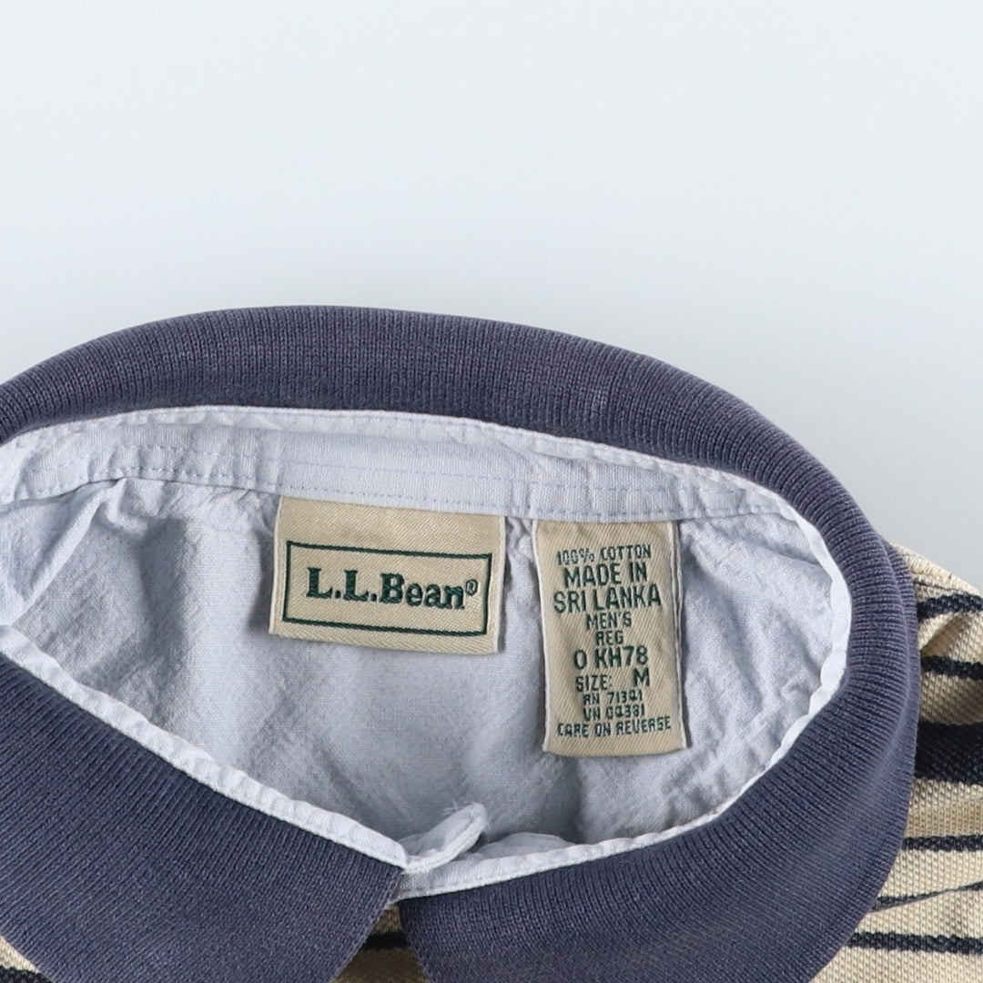 90s-00'S L.L.Bean Multi-Stripe Short-Sleeve Polo Shirt, Men's Size M (Equivalent), Vintage cotton unbleached Vintage Second Hand