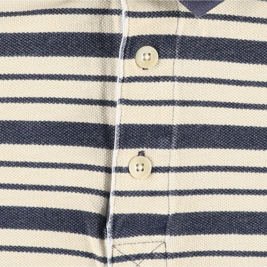 90s-00'S L.L.Bean Multi-Stripe Short-Sleeve Polo Shirt, Men's Size M (Equivalent), Vintage cotton unbleached Vintage Second Hand