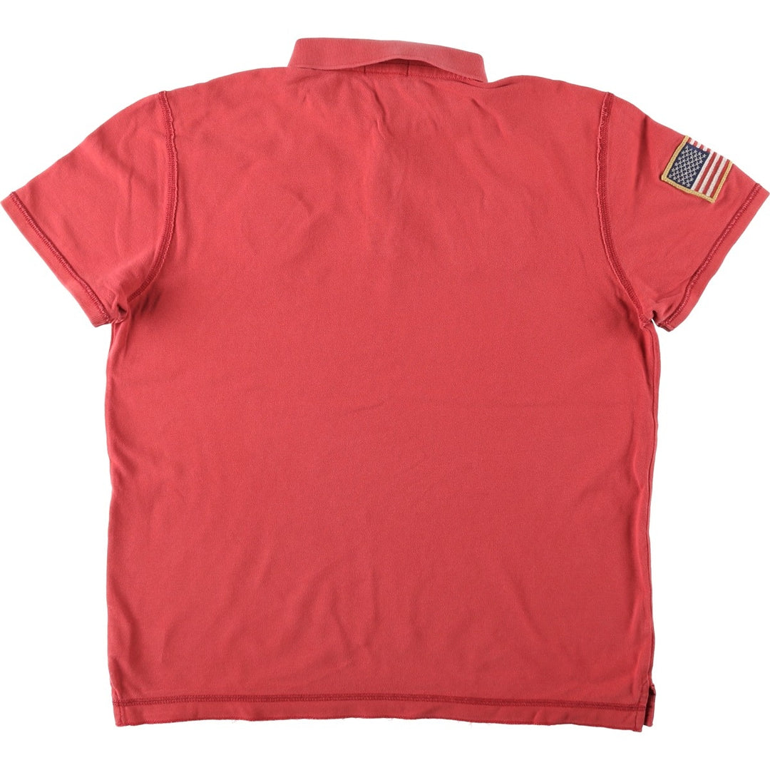 2000'S Ralph Lauren POLO JEANS COMPANY American flag pattern short-sleeved polo shirt, men's size L (approx.) cotton red type Vintage Second Hand