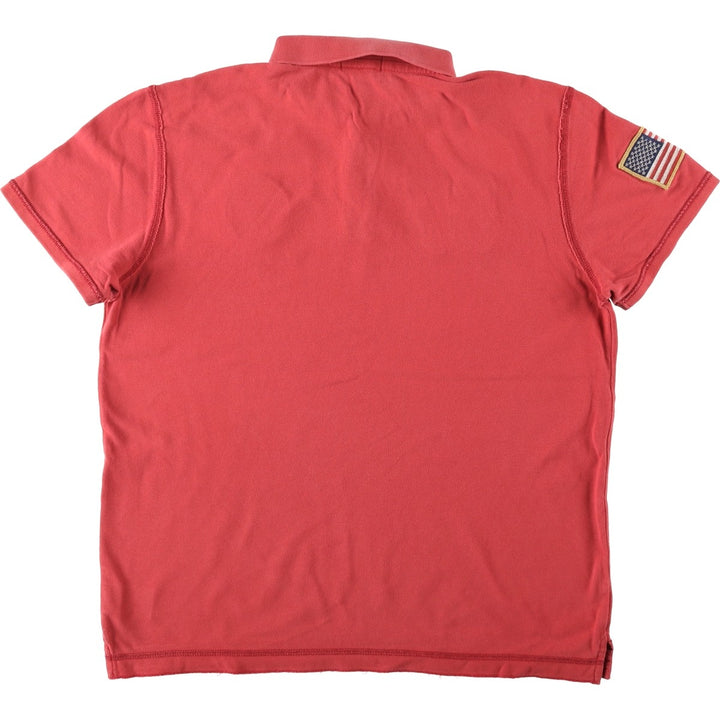 2000'S Ralph Lauren POLO JEANS COMPANY American flag pattern short-sleeved polo shirt, men's size L (approx.) cotton red type Vintage Second Hand