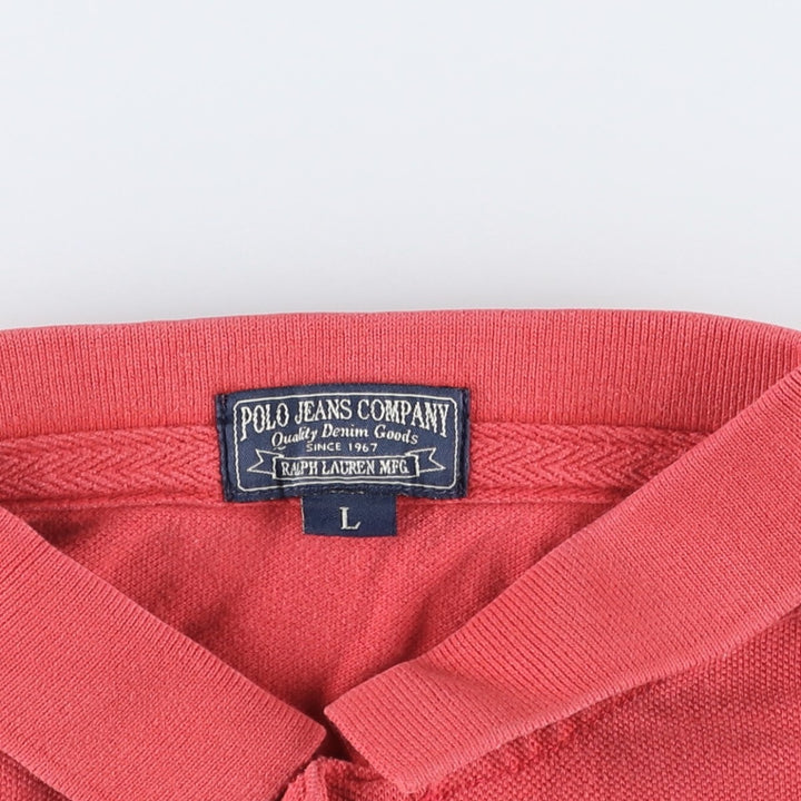 2000'S Ralph Lauren POLO JEANS COMPANY American flag pattern short-sleeved polo shirt, men's size L (approx.) cotton red type Vintage Second Hand