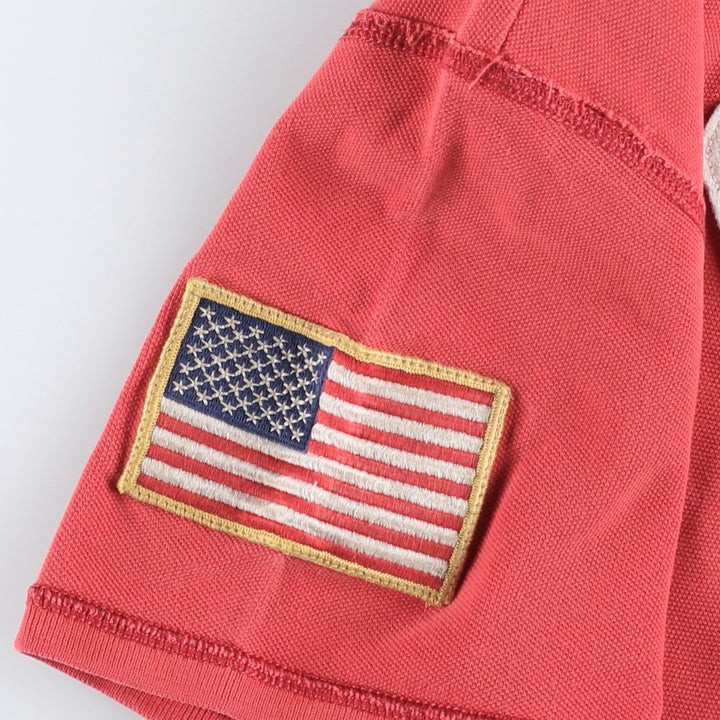 2000'S Ralph Lauren POLO JEANS COMPANY American flag pattern short-sleeved polo shirt, men's size L (approx.) cotton red type Vintage Second Hand