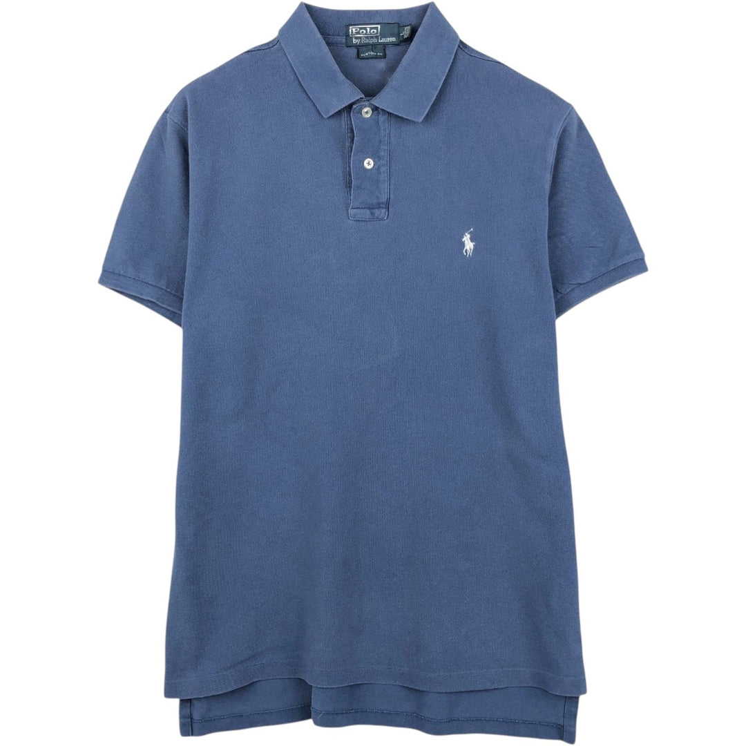 Ralph Lauren POLO by Ralph Lauren CUSTOM FIT short sleeve polo shirt, men's size L cotton blue type Vintage Second Hand