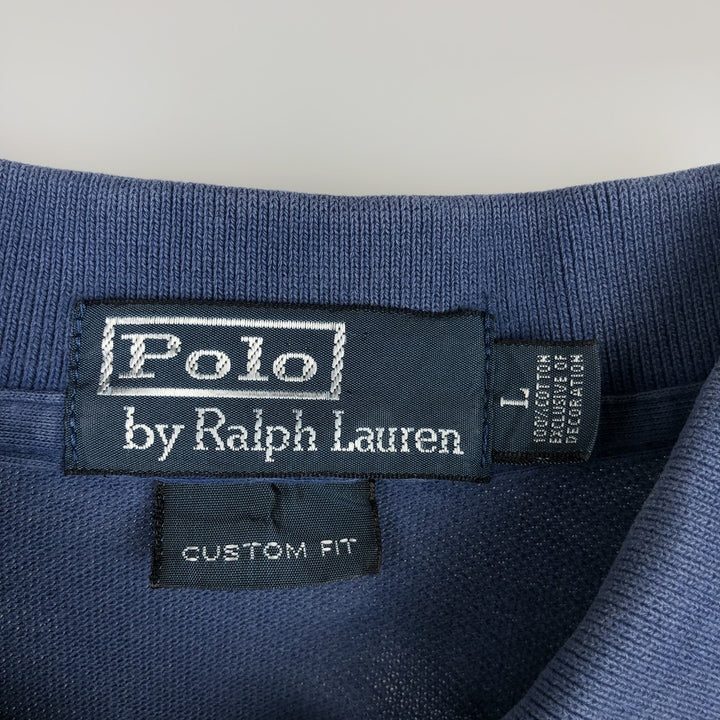 Ralph Lauren POLO by Ralph Lauren CUSTOM FIT short sleeve polo shirt, men's size L cotton blue type Vintage Second Hand