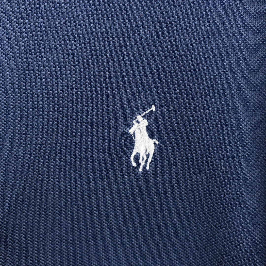 Ralph Lauren POLO by Ralph Lauren CUSTOM FIT short sleeve polo shirt, men's size L cotton blue type Vintage Second Hand