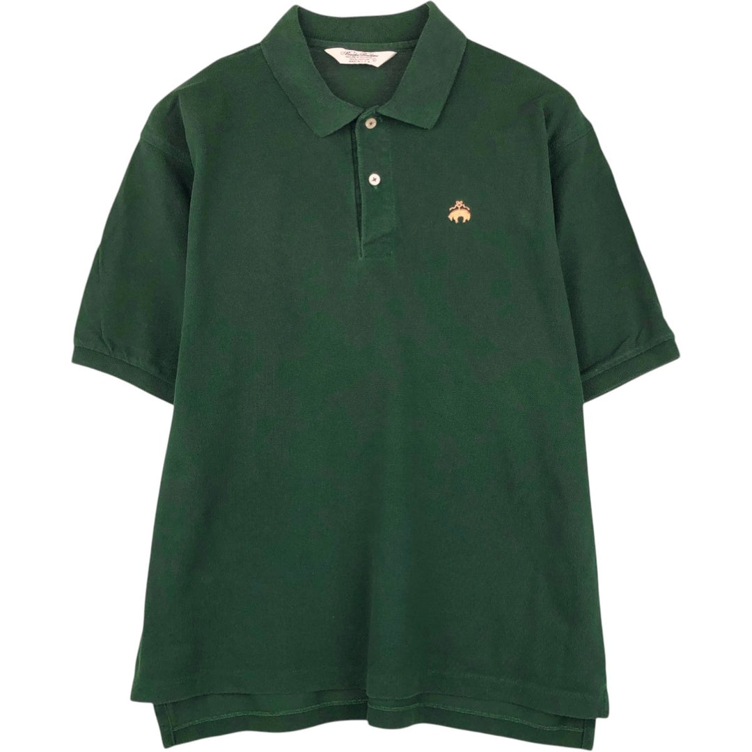 Brooks Brothers Golden Fleece Short-Sleeve Polo Shirt, Made in USA, Men's Size L (approx.) cotton Green type dark green Vintage Second Hand