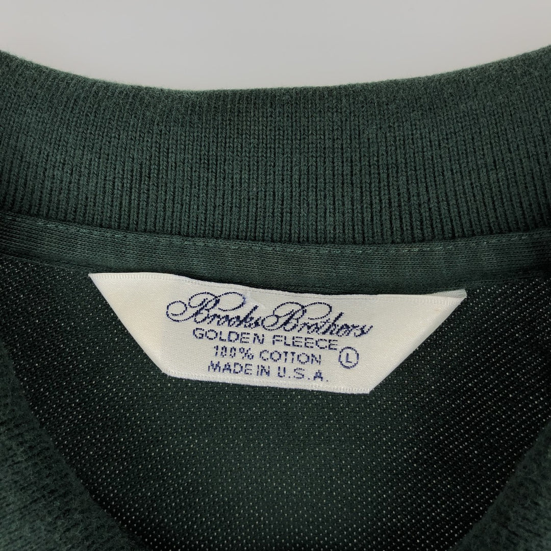Brooks Brothers Golden Fleece Short-Sleeve Polo Shirt, Made in USA, Men's Size L (approx.) cotton Green type dark green Vintage Second Hand
