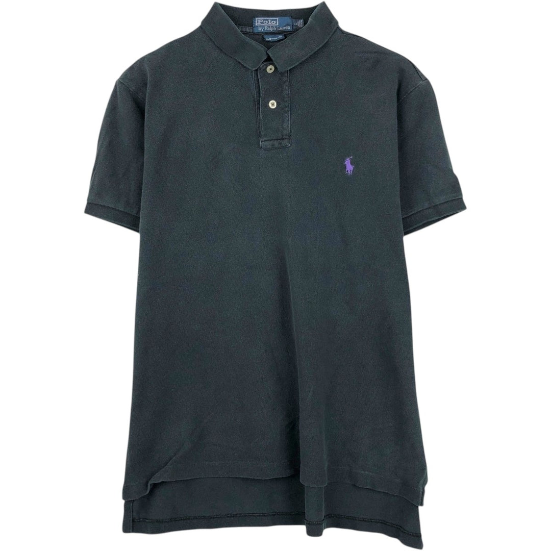 Ralph Lauren POLO by Ralph Lauren CUSTOM FIT short sleeve polo shirt, men's size L cotton black type Vintage Second Hand