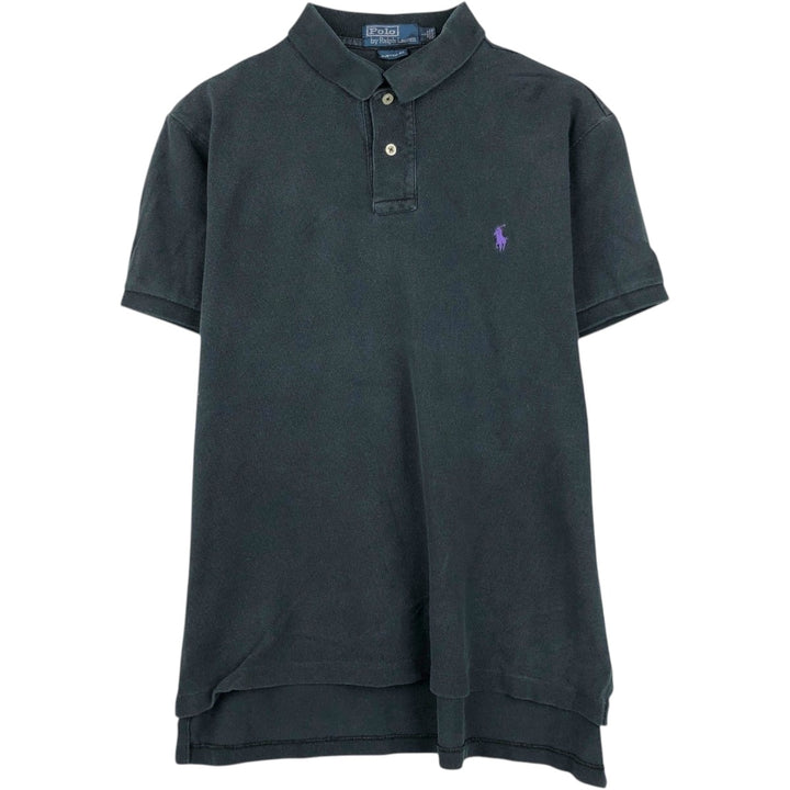 Ralph Lauren POLO by Ralph Lauren CUSTOM FIT short sleeve polo shirt, men's size L cotton black type Vintage Second Hand