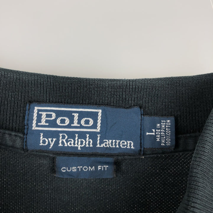 Ralph Lauren POLO by Ralph Lauren CUSTOM FIT short sleeve polo shirt, men's size L cotton black type Vintage Second Hand