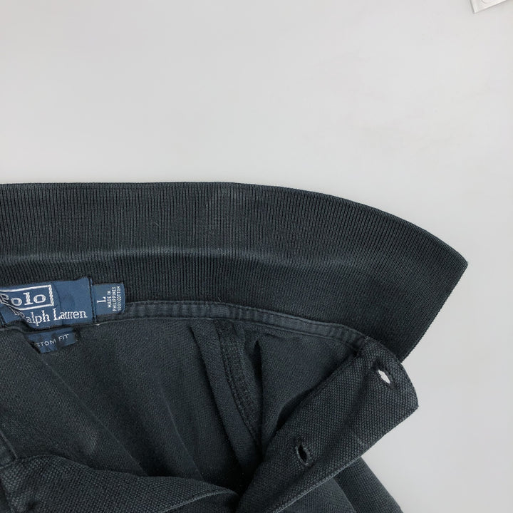 Ralph Lauren POLO by Ralph Lauren CUSTOM FIT short sleeve polo shirt, men's size L cotton black type Vintage Second Hand