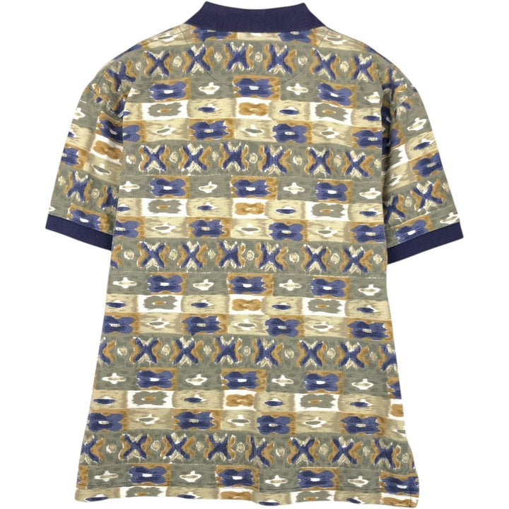 Reebok all-over print short-sleeved polo shirt, men's size XL. cotton Khaki type Vintage Second Hand
