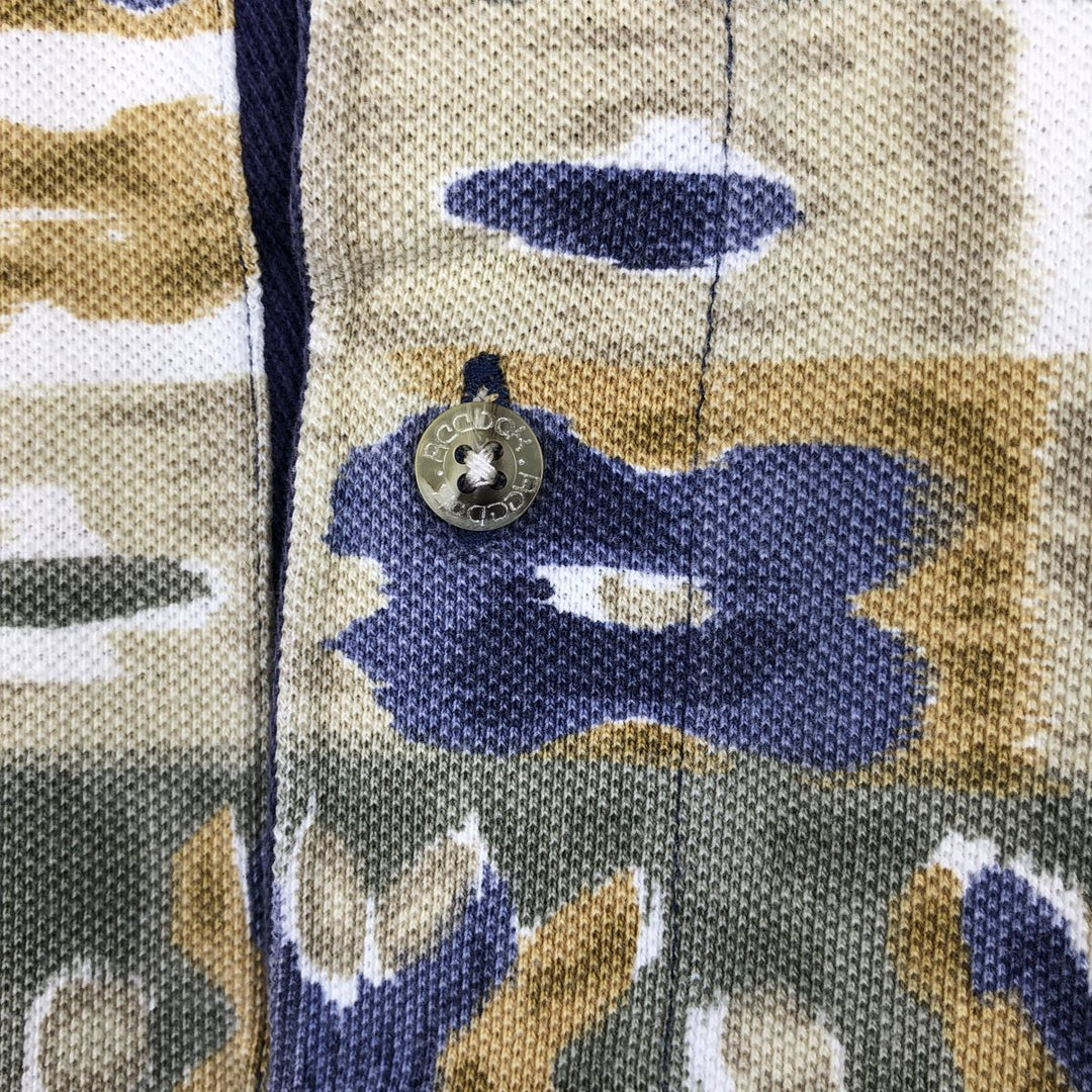 Reebok all-over print short-sleeved polo shirt, men's size XL. cotton Khaki type Vintage Second Hand