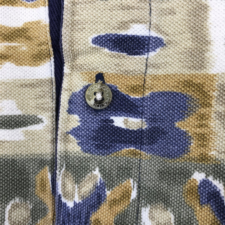Reebok all-over print short-sleeved polo shirt, men's size XL. cotton Khaki type Vintage Second Hand