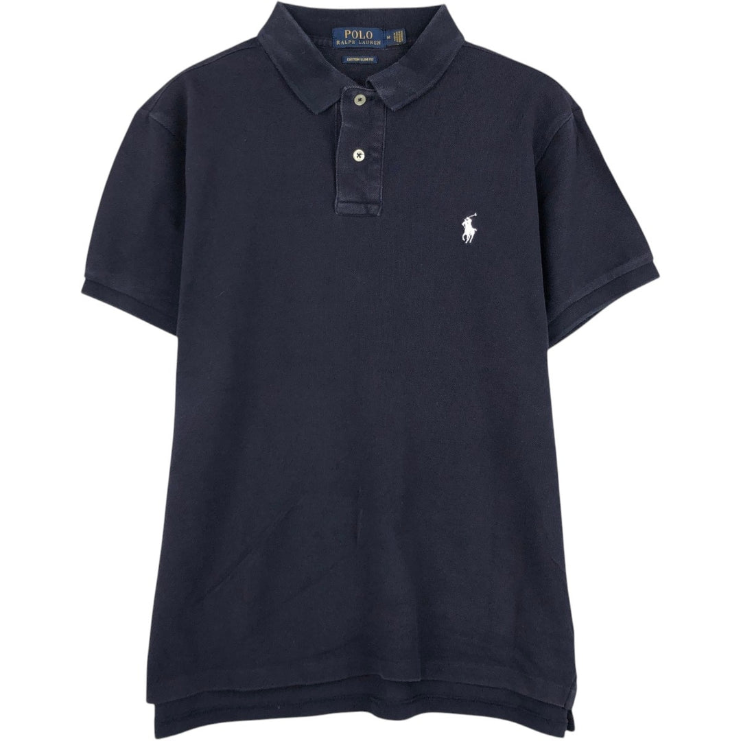 Ralph Lauren POLO RALPH LAUREN CUSTOM SLIM FIT short sleeve polo shirt men's size M cotton black type Vintage Second Hand