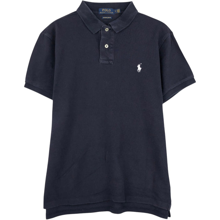 Ralph Lauren POLO RALPH LAUREN CUSTOM SLIM FIT short sleeve polo shirt men's size M cotton black type Vintage Second Hand