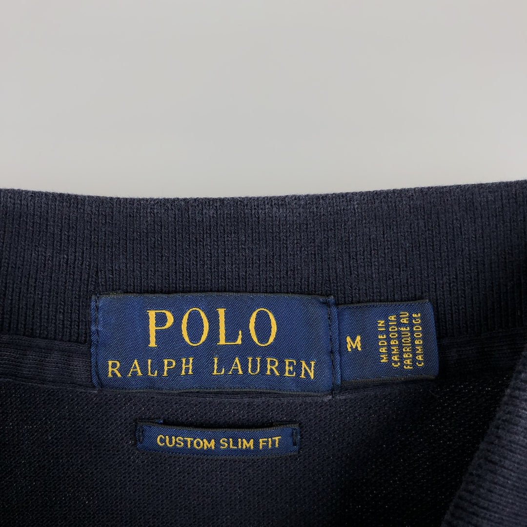 Ralph Lauren POLO RALPH LAUREN CUSTOM SLIM FIT short sleeve polo shirt men's size M cotton black type Vintage Second Hand