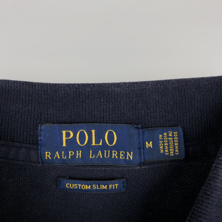 Ralph Lauren POLO RALPH LAUREN CUSTOM SLIM FIT short sleeve polo shirt men's size M cotton black type Vintage Second Hand