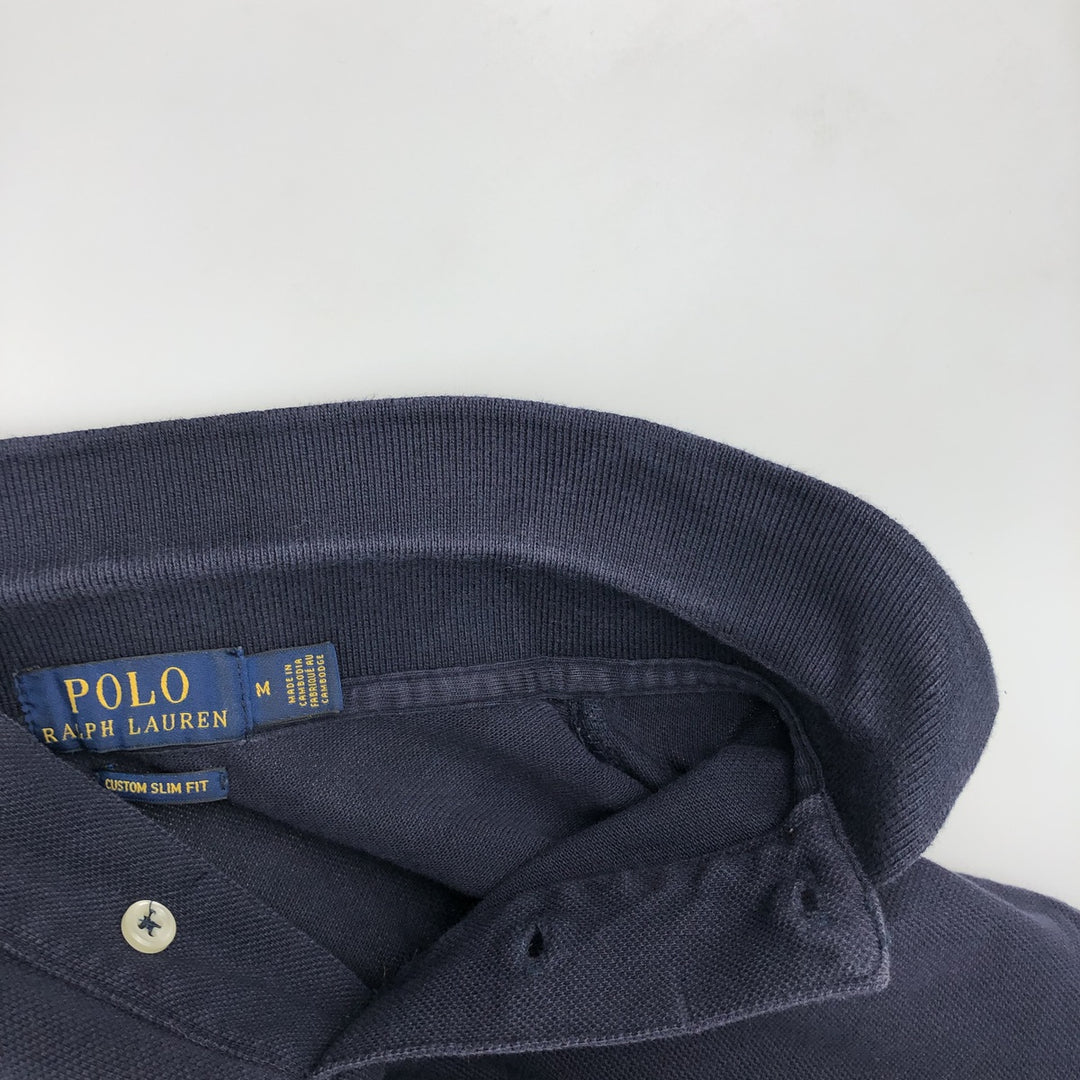 Ralph Lauren POLO RALPH LAUREN CUSTOM SLIM FIT short sleeve polo shirt men's size M cotton black type Vintage Second Hand