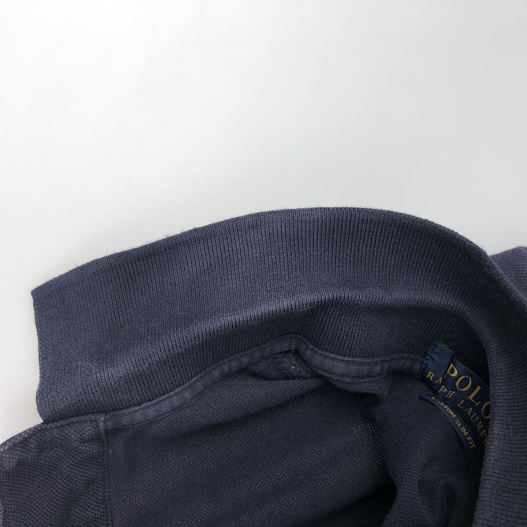 Ralph Lauren POLO RALPH LAUREN CUSTOM SLIM FIT short sleeve polo shirt men's size M cotton black type Vintage Second Hand
