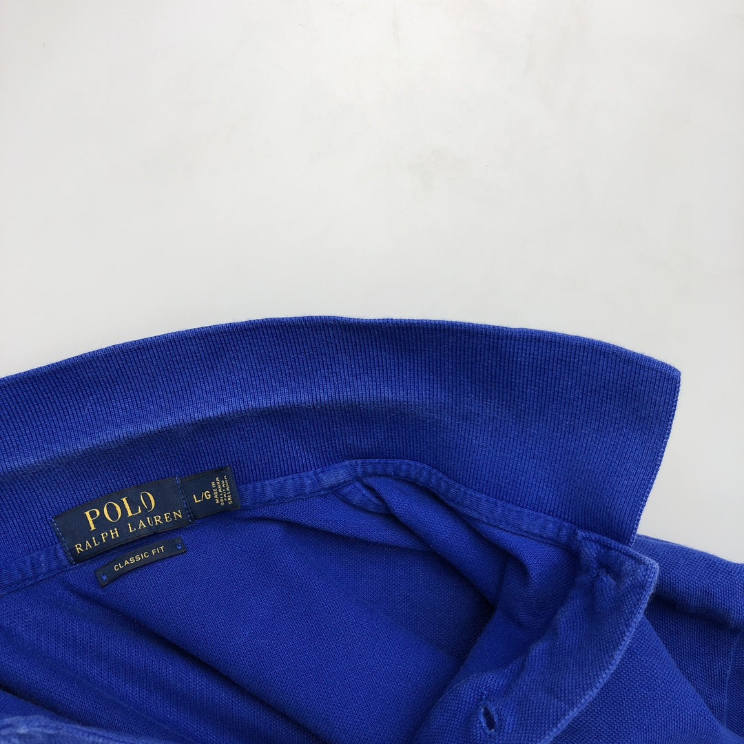 Ralph Lauren POLO RALPH LAUREN CLASSIC FIT short sleeve polo shirt for men size L cotton blue type Vintage Second Hand