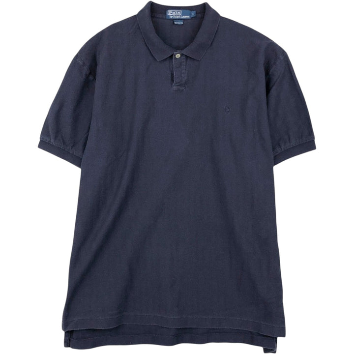 Ralph Lauren POLO by Ralph Lauren herringbone short-sleeved polo shirt, men's size L cotton navy blue type Vintage Second Hand
