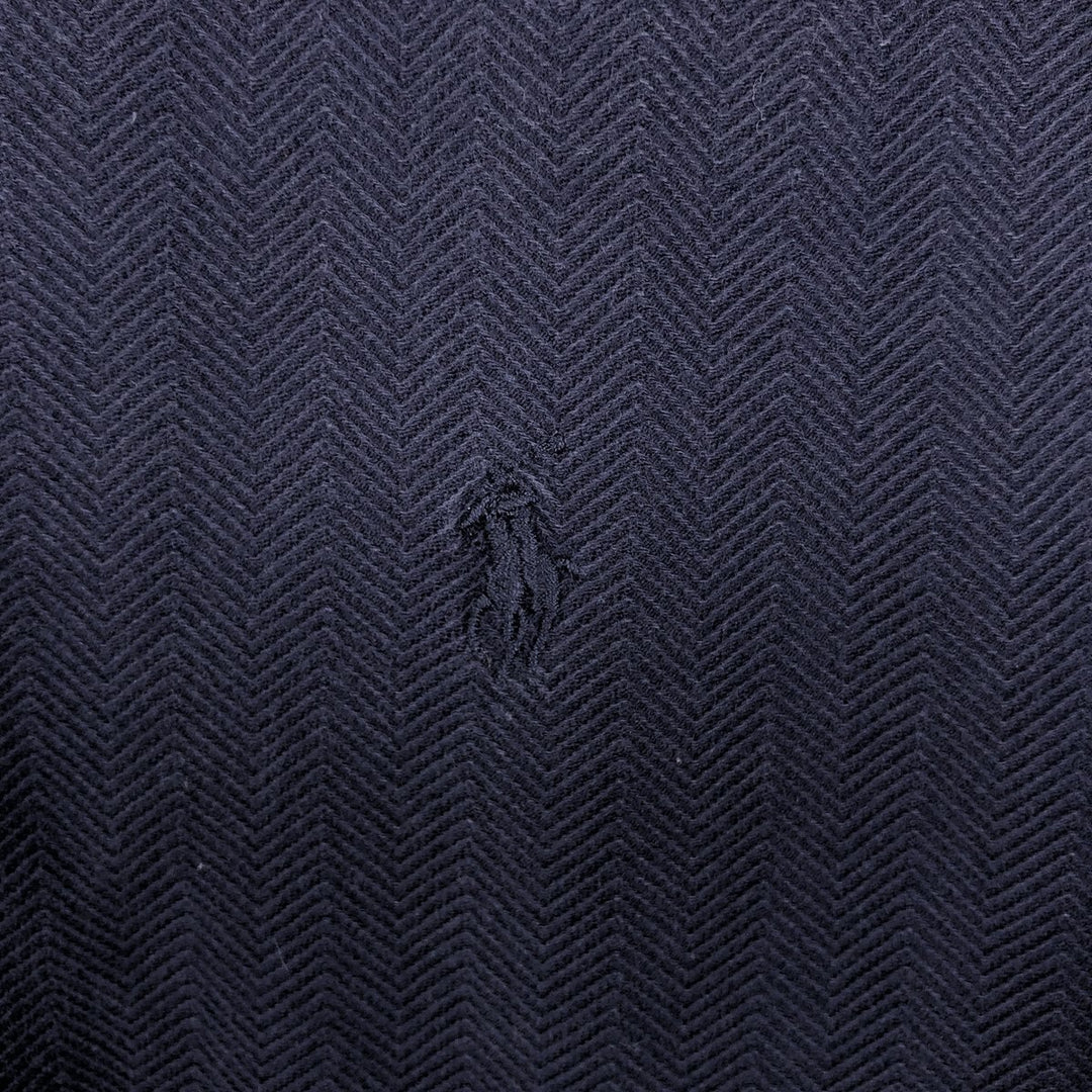 Ralph Lauren POLO by Ralph Lauren herringbone short-sleeved polo shirt, men's size L cotton navy blue type Vintage Second Hand