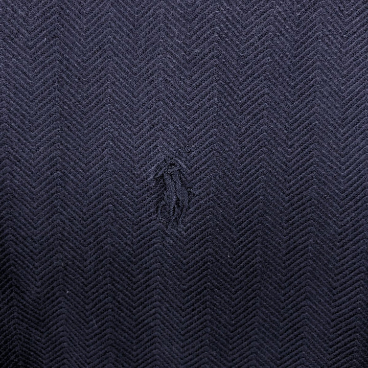 Ralph Lauren POLO by Ralph Lauren herringbone short-sleeved polo shirt, men's size L cotton navy blue type Vintage Second Hand