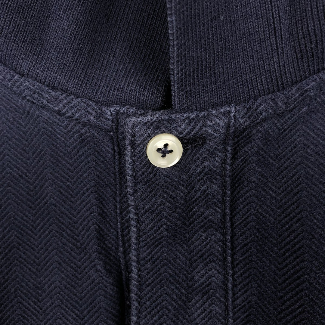 Ralph Lauren POLO by Ralph Lauren herringbone short-sleeved polo shirt, men's size L cotton navy blue type Vintage Second Hand