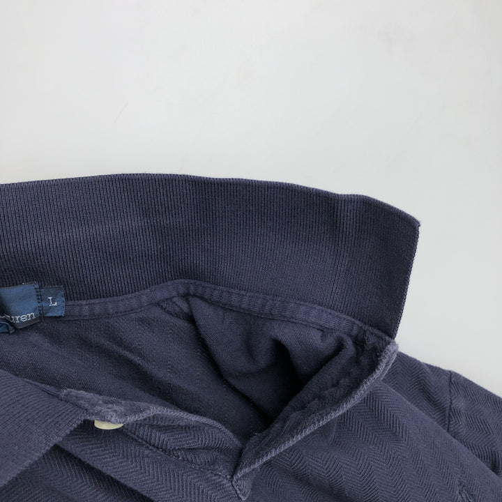 Ralph Lauren POLO by Ralph Lauren herringbone short-sleeved polo shirt, men's size L cotton navy blue type Vintage Second Hand