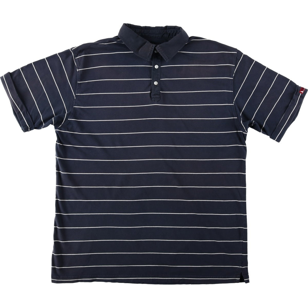 Ralph Lauren CHAPS Short-Sleeve Striped Polo Shirt, Men's Size XL (approx.) cotton navy blue type Vintage Second Hand