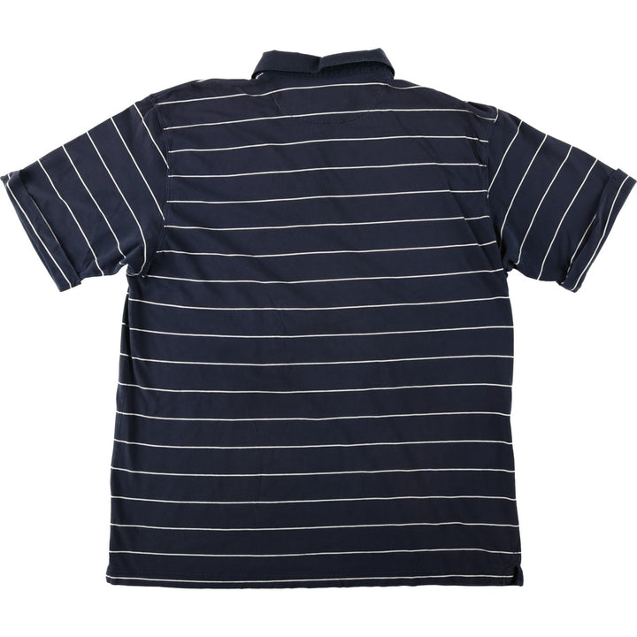 Ralph Lauren CHAPS Short-Sleeve Striped Polo Shirt, Men's Size XL (approx.) cotton navy blue type Vintage Second Hand