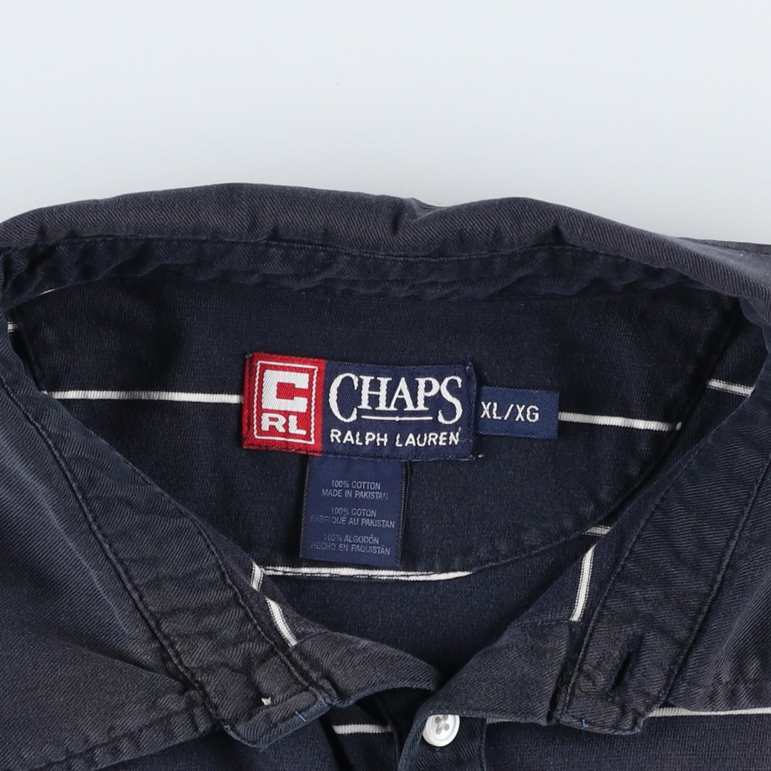 Ralph Lauren CHAPS Short-Sleeve Striped Polo Shirt, Men's Size XL (approx.) cotton navy blue type Vintage Second Hand