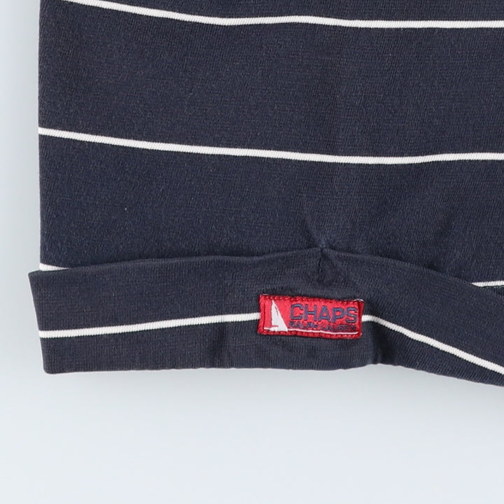 Ralph Lauren CHAPS Short-Sleeve Striped Polo Shirt, Men's Size XL (approx.) cotton navy blue type Vintage Second Hand