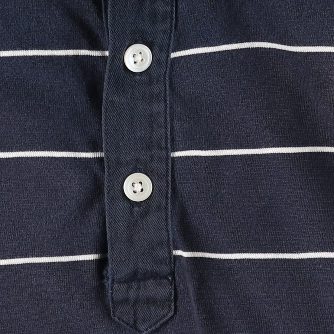 Ralph Lauren CHAPS Short-Sleeve Striped Polo Shirt, Men's Size XL (approx.) cotton navy blue type Vintage Second Hand