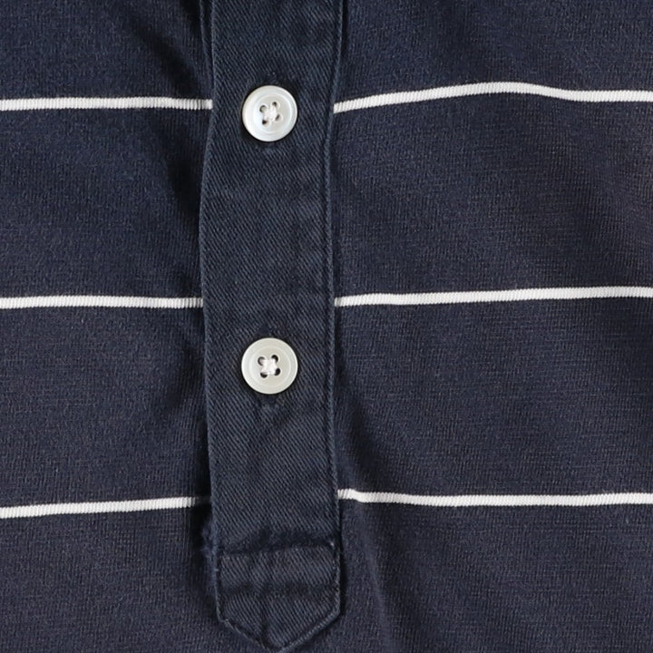 Ralph Lauren CHAPS Short-Sleeve Striped Polo Shirt, Men's Size XL (approx.) cotton navy blue type Vintage Second Hand