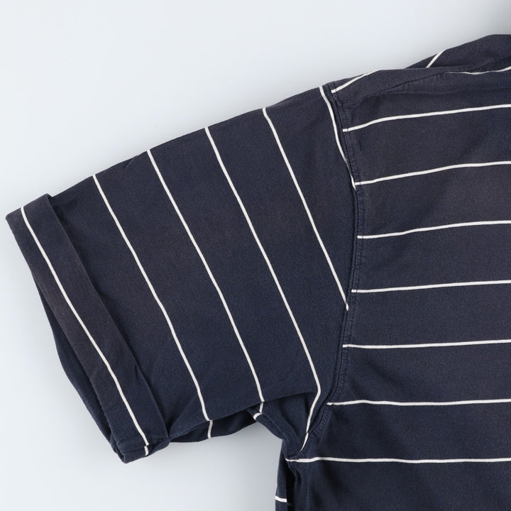 Ralph Lauren CHAPS Short-Sleeve Striped Polo Shirt, Men's Size XL (approx.) cotton navy blue type Vintage Second Hand