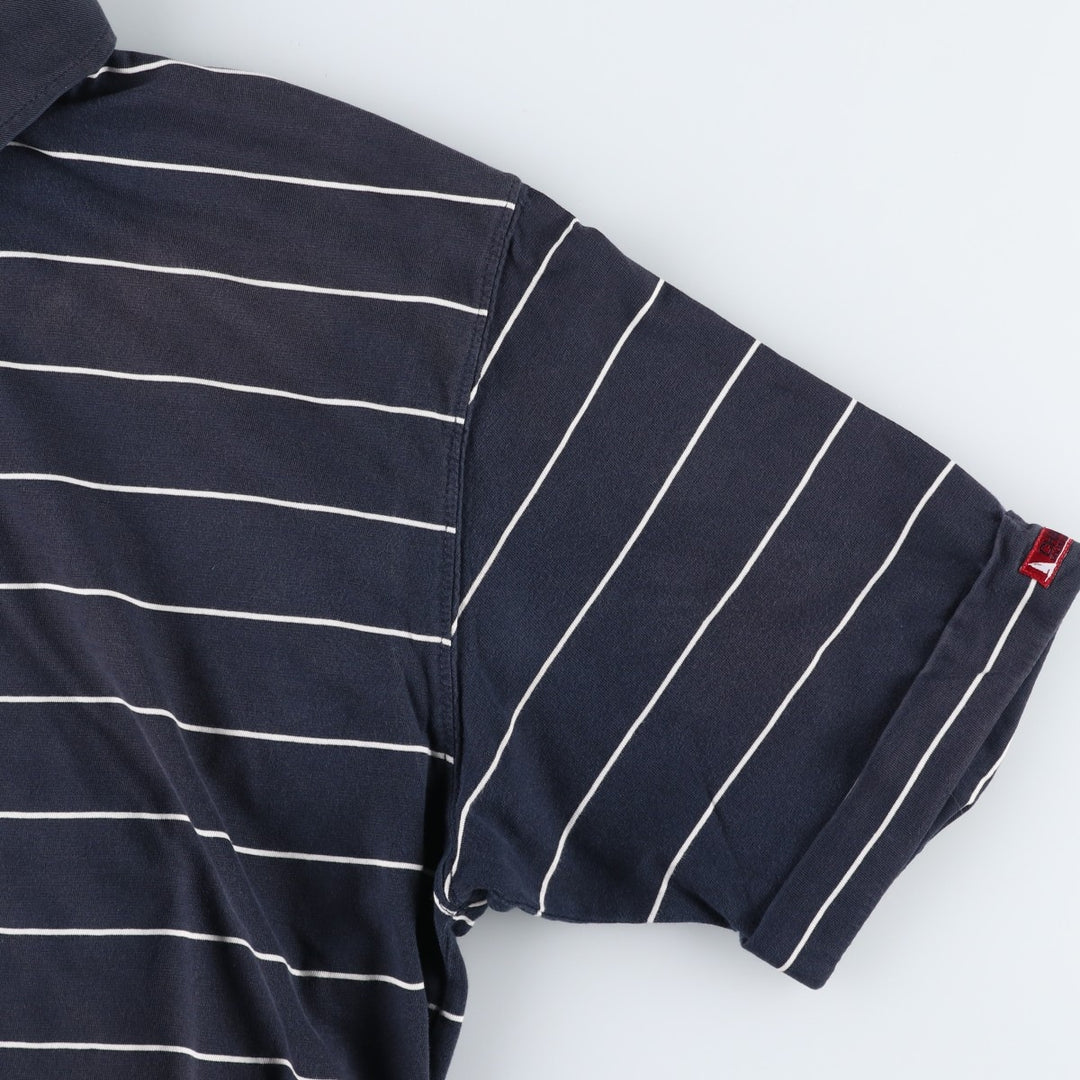 Ralph Lauren CHAPS Short-Sleeve Striped Polo Shirt, Men's Size XL (approx.) cotton navy blue type Vintage Second Hand