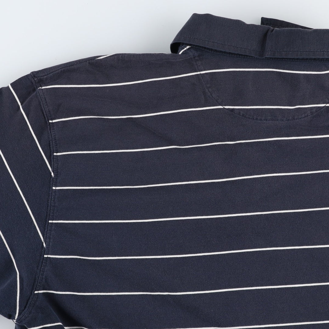 Ralph Lauren CHAPS Short-Sleeve Striped Polo Shirt, Men's Size XL (approx.) cotton navy blue type Vintage Second Hand