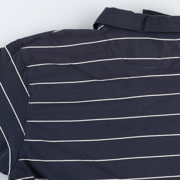 Ralph Lauren CHAPS Short-Sleeve Striped Polo Shirt, Men's Size XL (approx.) cotton navy blue type Vintage Second Hand
